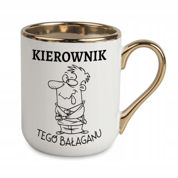 Kubek Elegant uchwyt i rant złoty - beżowy