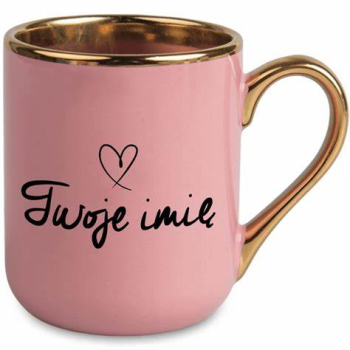 Kubek Elegant uchwyt i rant złoty - niebieski